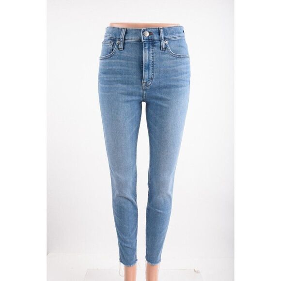 Madewell Womens Jeans 10" High Rise Ankle Skinny Frayed Hem Sz 26 Blue Denim - Picture 1 of 8